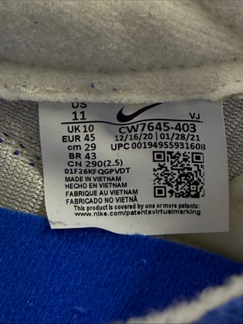 Nike Blue and White Retro Runner Sneakers - Picture 2 of 9